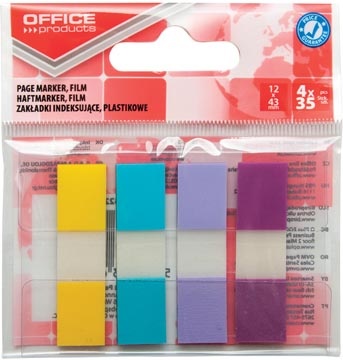 Office Products OFFICE products index, 12 x 43 mm,  geassorteerde pastelkleuren, ophangzakje van 4 x 35 tabs