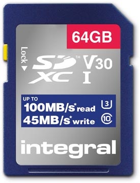 Integral Integral geheugenkaart SDXC V30,  64 GB
