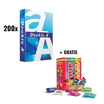 Double A ACTIE DOUBLE A: 1 x pallet Premium printpapier A4, 80 g + GRATIS 1 x Tony's Chocolonely mini mix, 900 g