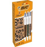 Bic Bic 4-kleurenbalpen Leopard, doos van 12 stuks, assorti