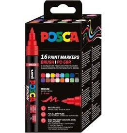 Posca Uni Posca paintmarker PC-5BR, 1 - 4 mm, penseel punt, blister van 16 stuks
