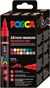 Posca Uni Posca paintmarker PC-5BR, 1 - 4 mm, penseel punt, blister van 16 stuks