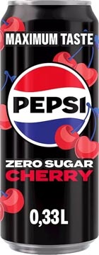Pepsi Pepsi Zero Sugar Cherry frisdrank, sleek blik van 33 cl, pak van 12 stuks