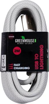 Greenmouse Greenmouse Lightning kabel, USB-A naar 8-pin, 2 m, woven
