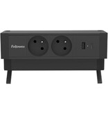 Fellowes contactdoos Power Desk 2, 2 stopcontacten + 1 x USB-A + 1 x USB-C, zwart, voor België