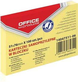 Office Products OFFICE products memoblok, 51 x 76 mm, 100 vel, geel