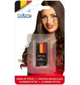 Boland België schminkstick, zwart-geel-rood
