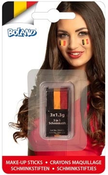 Boland België schminkstick, zwart-geel-rood