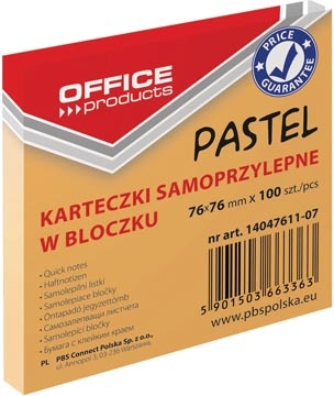 Office Products OFFICE products memoblok Pastel, 76 x 76 mm, 100 vel, pasteloranje