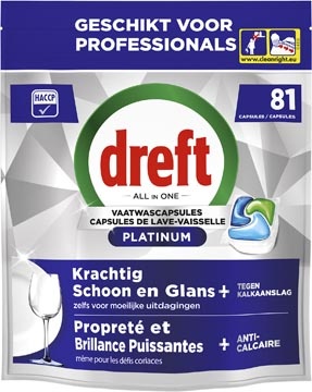 Dreft Dreft Pro Platinum vaatwastabletten, Regular, pak van 81 capsules