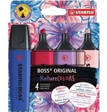 Stabilo STABILO BOSS ORIGINAL NatureCOLORS Wildflower markeerstift, etui van 4 stuks, assorti