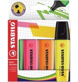 Stabilo STABILO BOSS ORIGINAL markeerstift, kartonnen etui van 4 stuks in geassorteerde kleuren