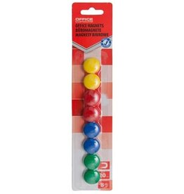 Office Products OFFICE products magneten, 20 mm, geassorteerde kleuren, blister van 8 stuks