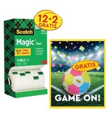Post-It Super Sticky Actie Scotch: 1 x Plakband Scotch Magic Tape, pak van 12 (+2 gratis) + 1 x GRATIS voetbal