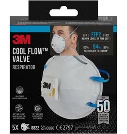3M 3M Cool Flow stofmasker, FFP2, met ventiel, pak van 5 stuks