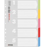 Office Products OFFICE products tabbladen, A4, karton, 11-gaatsperforatie, geassorteerde kleuren, 5 tabs