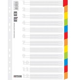 Office Products OFFICE products tabbladen, A4, karton, 11-gaatsperforatie, geassorteerde kleuren, 12 tabs