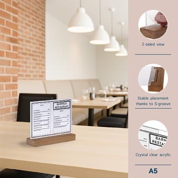Europel Europel folderhouder Premium, met houten T-voet, ft A5, liggend