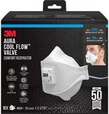 3M 3M Aura Comfort Cool Flow stofmasker, FFP2, met ventiel, pak van 10 stuks
