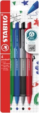 Stabilo STABILO Pointball colorful balpen, medium punt, etui van 4 stuks, assorti
