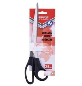 Office Products OFFICE products schaar, 25 cm, rechts en links, scherpe punt, zwart, blister van 1 stuk