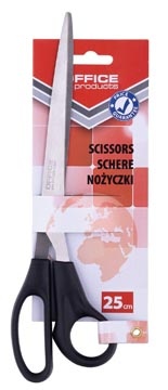 Office Products OFFICE products schaar, 25 cm, rechts en links, scherpe punt, zwart, blister van 1 stuk