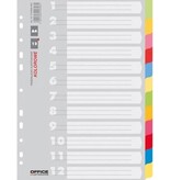 Office Products OFFICE products tabbladen, A4, karton, 11-gaatsperforatie, geassorteerde kleuren, 12 tabs