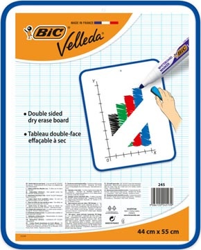 Velleda Bic Velleda whiteboard, ft 44 x 55 cm, droog uitwisbaar, dubbelzijdig en onbedrukt aan beide kanten