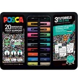 Posca Uni Posca paintmarker Doodle Art, verschillende punten, metalen koffer van 20 stuks
