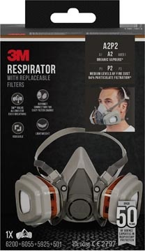3M 3M mondmasker met vervangbare filters, herbruikbaar, biedt A2P2 ademhalingsbescherming