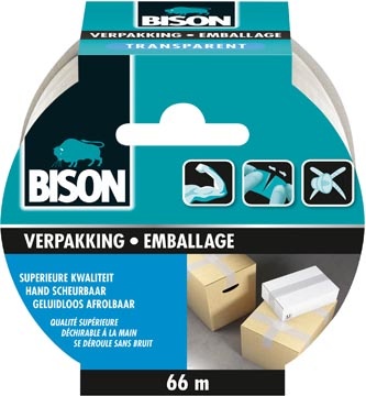 Bison Bison verpakkkingstape, ft 50 mm x 66 m, transparant