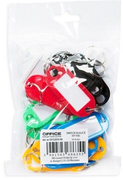 Office Products OFFICE products sleutelhanger, geassorteerde kleuren, plastic ophangzakje van 20 stuks