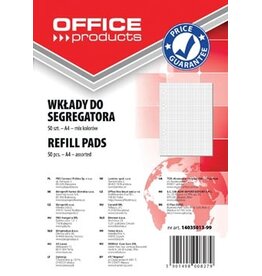 Office Products OFFICE products ringbandinterieur, A4, 80 g, 6 gaten, 50 vellen, geruit, geassorteerde kleuren