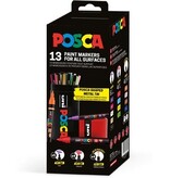 Posca Uni Posca paintmarker, assorti, metalen koker van 13 stuks