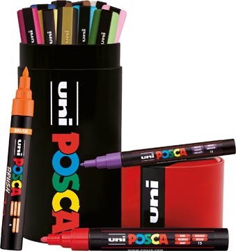 Posca Uni Posca paintmarker, assorti, metalen koker van 13 stuks