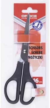 Office Products OFFICE products schaar, 16 cm, rechts en links, scherpe punt, zwart, blister van 1 stuk