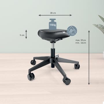 Leitz Leitz Ergo actieve Zitkruk met comfortzitting, met wieltjes, zwart