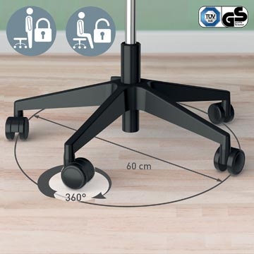 Leitz Leitz Ergo actieve Zitkruk met comfortzitting, met wieltjes, zwart