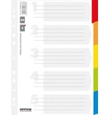 Office Products OFFICE products tabbladen, A4, karton, 11-gaatsperforatie, geassorteerde kleuren, 5 tabs