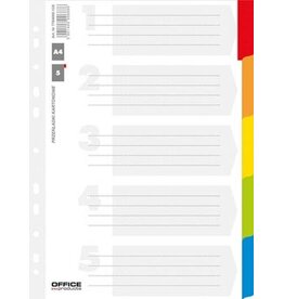Office Products OFFICE products tabbladen, A4, karton, 11-gaatsperforatie, geassorteerde kleuren, 5 tabs