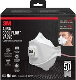 3M 3M Aura Comfort Cool Flow stofmasker, FFP3, met ventiel, pak van 10 stuks