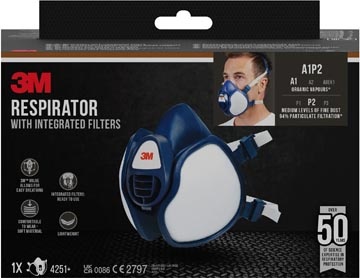 3M 3M mondmasker met geïntegreerde filters, herbruikbaar, biedt A1P2 ademhalingsbescherming