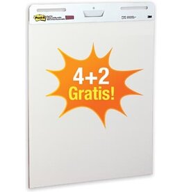 Post-It Super Sticky Post-it meeting chart, ft 63,5 x 77,5 cm, blanco, 30 vel, pak van 4 + 2 gratis