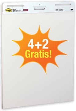 Post-It Super Sticky Post-it meeting chart, ft 63,5 x 77,5 cm, blanco, 30 vel, pak van 4 + 2 gratis