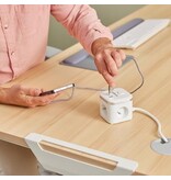 Fellowes contactdoos Power Cube, 3 stopcontacten + 1 x USB-A + 2 x USB-C, wit, voor België