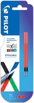 Pilot Pilot vullingen voor Frixion Ball 4-kleurenroller, fijn, rood, pak van 2 stuks