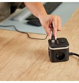 Fellowes contactdoos Power Cube, 3 stopcontacten + 1 x USB-A + 2 x USB-C, zwart, voor België