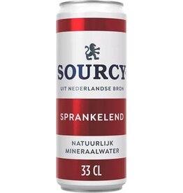 sourcy Sourcy mineraalwater, licht bruisend, blik van 33 cl, pak van 24 stuks, rood