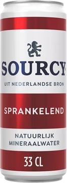 sourcy Sourcy mineraalwater, licht bruisend, blik van 33 cl, pak van 24 stuks, rood