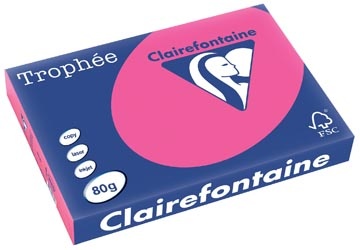 Clairefontaine Clairefontaine Trophée Pastel, gekleurd papier, A3, 80 g, 500 vel, fluo roze
